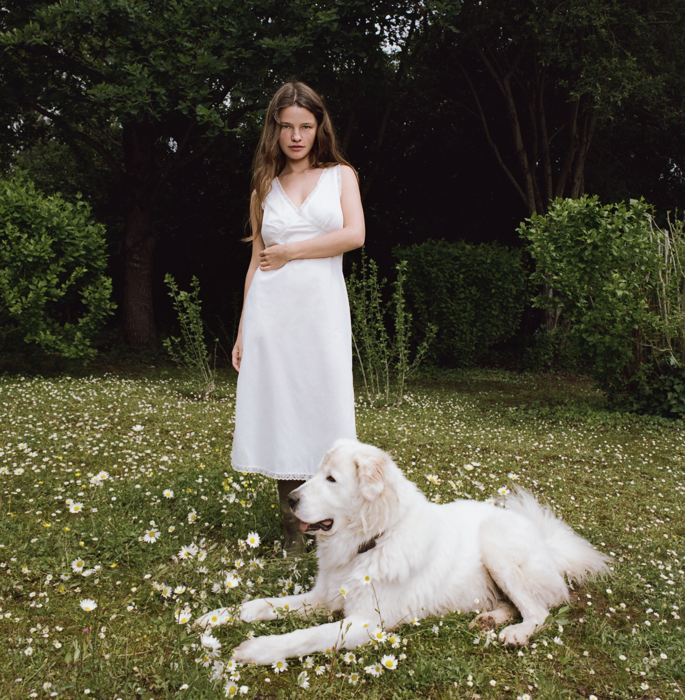 Cou Cou Intimates model with a dog